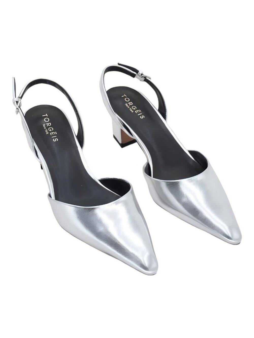 TORGEIS Jacqueline Women's Slingback Pumps Silver Size 8.5